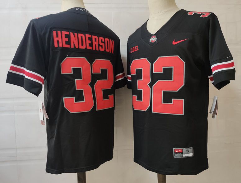 Men Ohio State Buckeyes #32 Henderson Black Nike 2025 NCAA Jersey